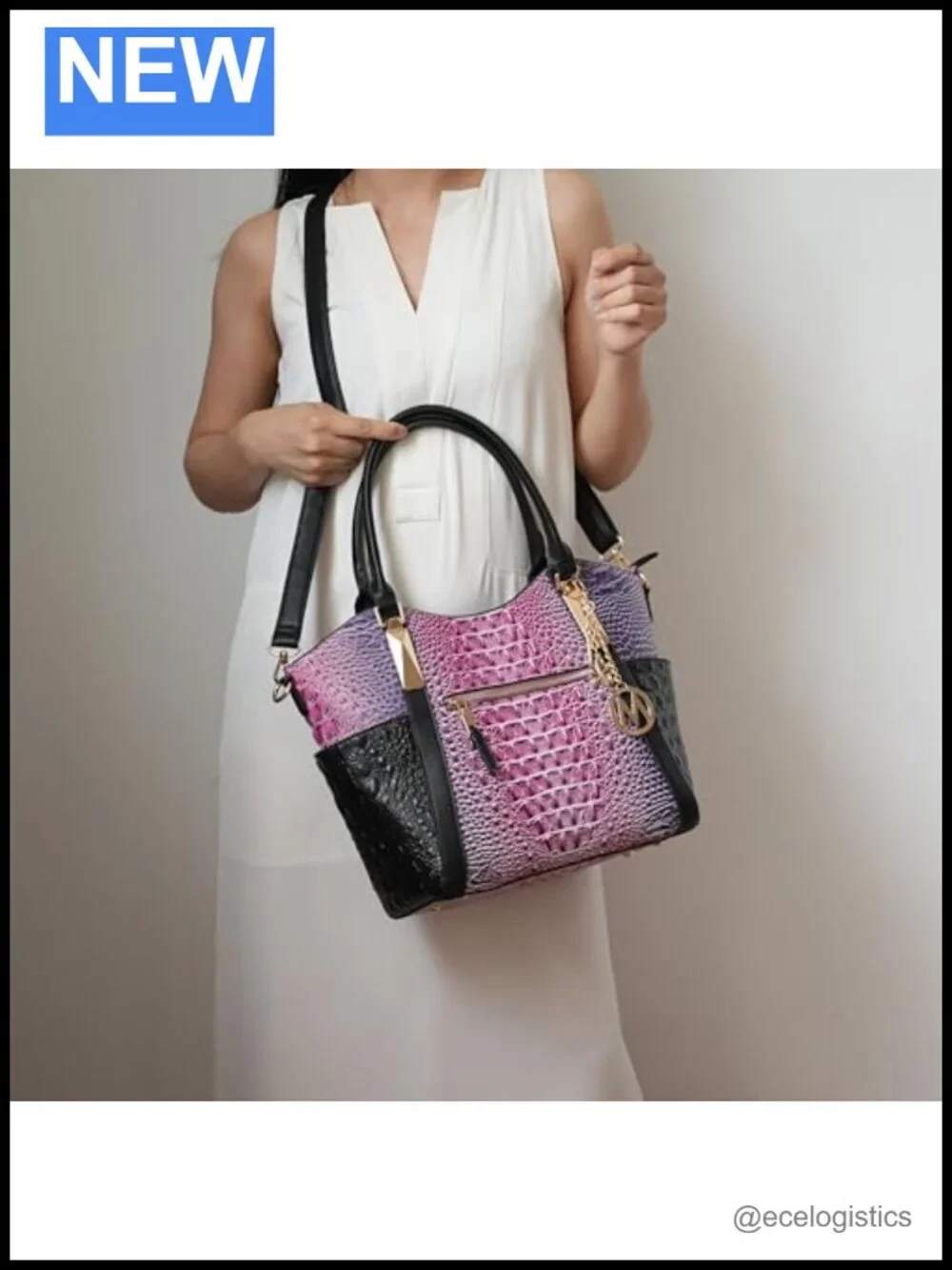 Crafted Vegan Leather Tote Bag with Top Handle and Crossbody Strap